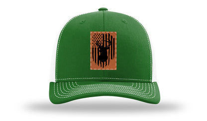 Buck Flag Leather Patch Richardson 112 Hat-Kelly / White