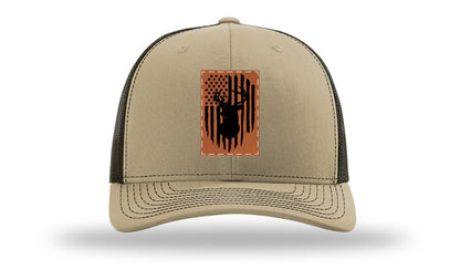 Buck Flag Leather Patch Richardson 112 Hat-Khaki / Coffee