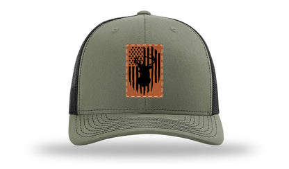 Buck Flag Leather Patch Richardson 112 Hat-Loden / Black