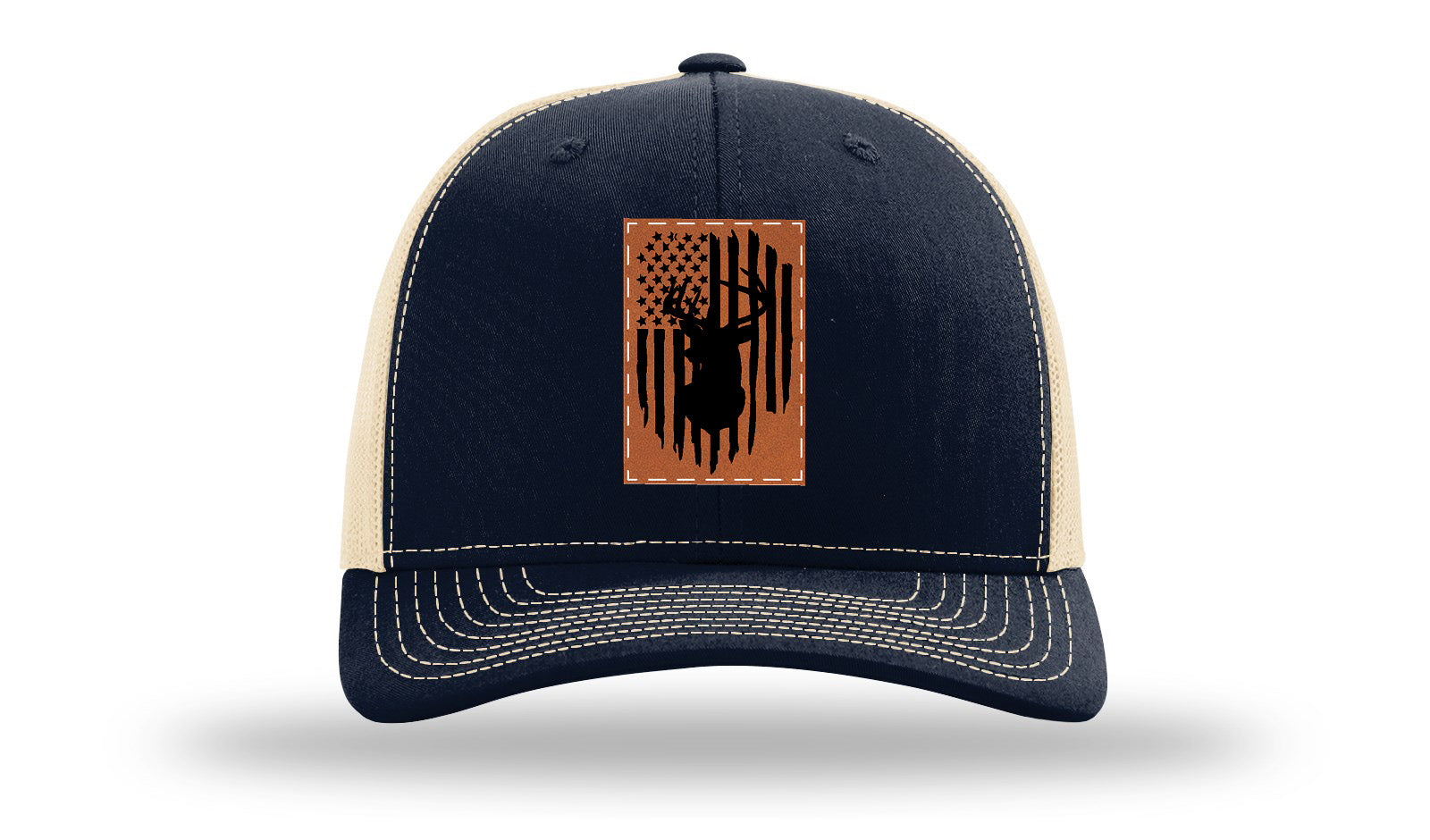 Buck Flag Leather Patch Richardson 112 Hat-Navy /  Khaki
