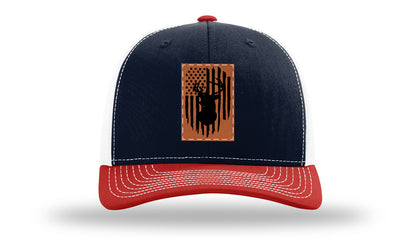 Buck Flag Leather Patch Richardson 112 Hat-Navy / White / Red