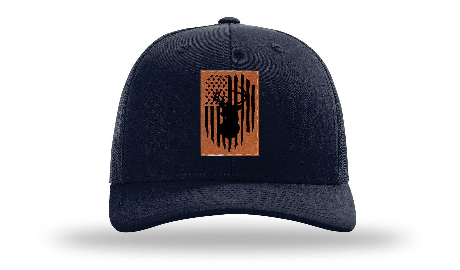 Buck Flag Leather Patch Richardson 112 Hat-Navy