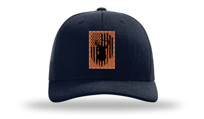 Buck Flag Leather Patch Richardson 112 Hat-Navy