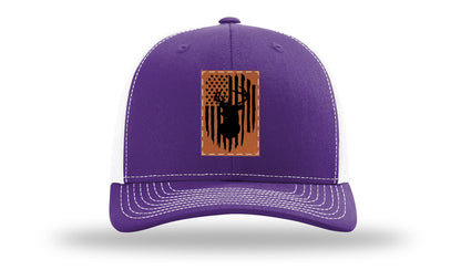 Buck Flag Leather Patch Richardson 112 Hat-Purple / White