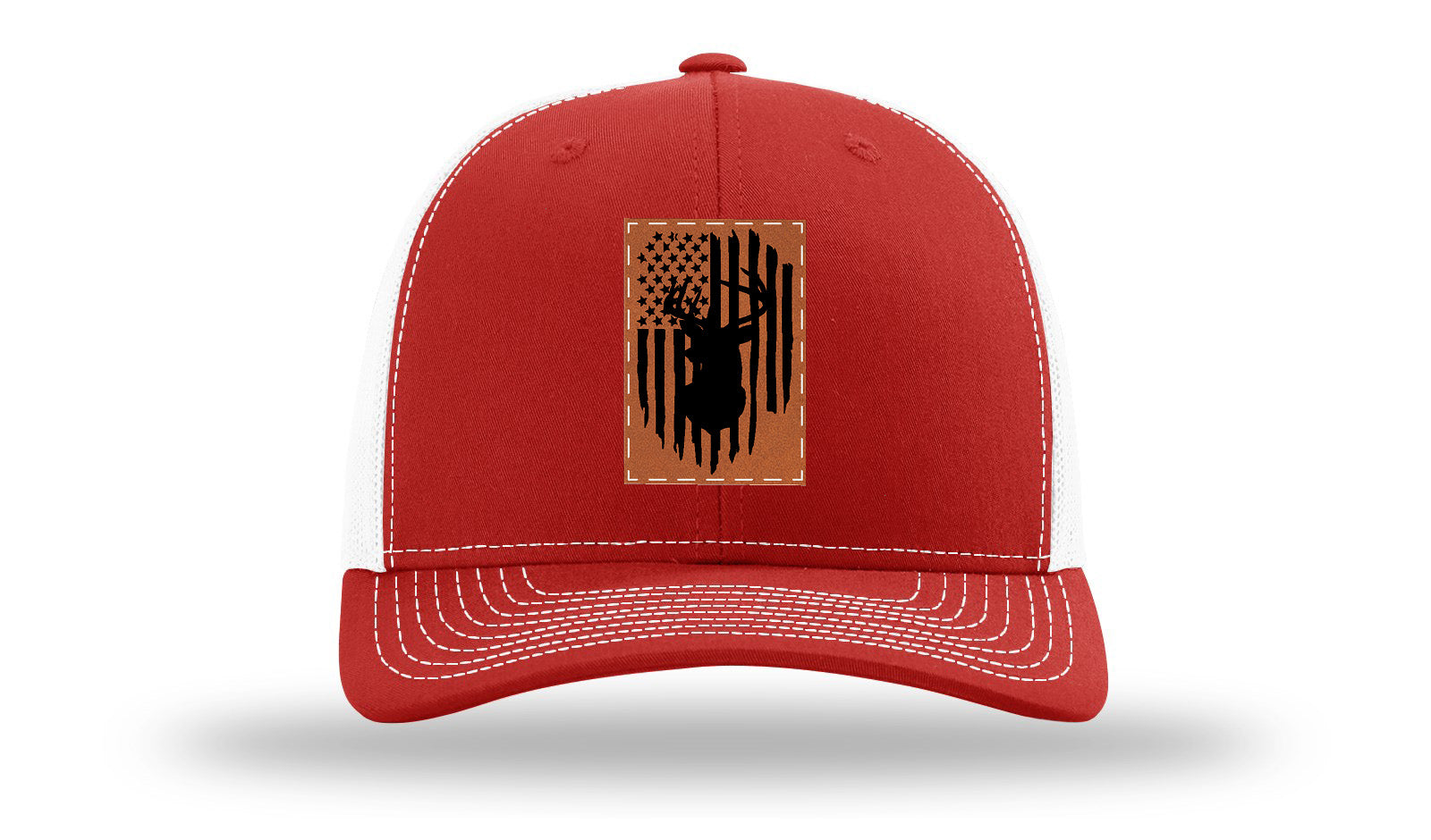 Buck Flag Leather Patch Richardson 112 Hat-Red / White