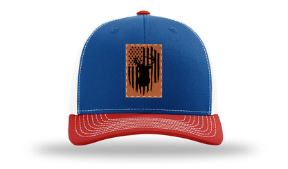 Buck Flag Leather Patch Richardson 112 Hat-Royal / White / Red