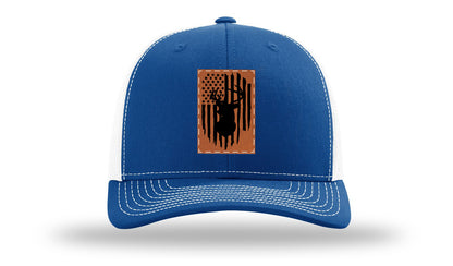 Buck Flag Leather Patch Richardson 112 Hat-Royal / White