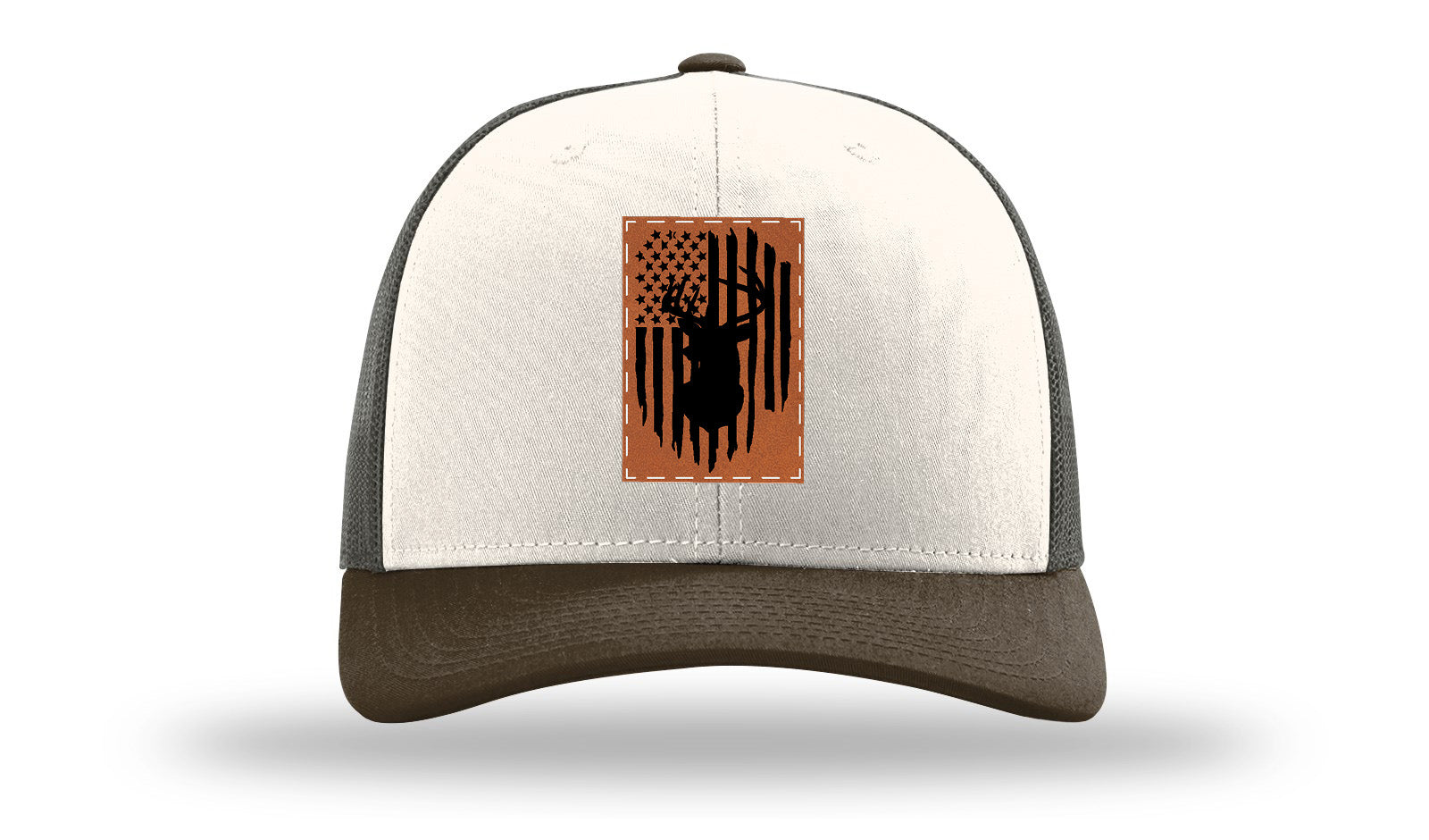 Buck Flag Leather Patch Richardson 112 Hat-Cream / Gray Brown / Brown