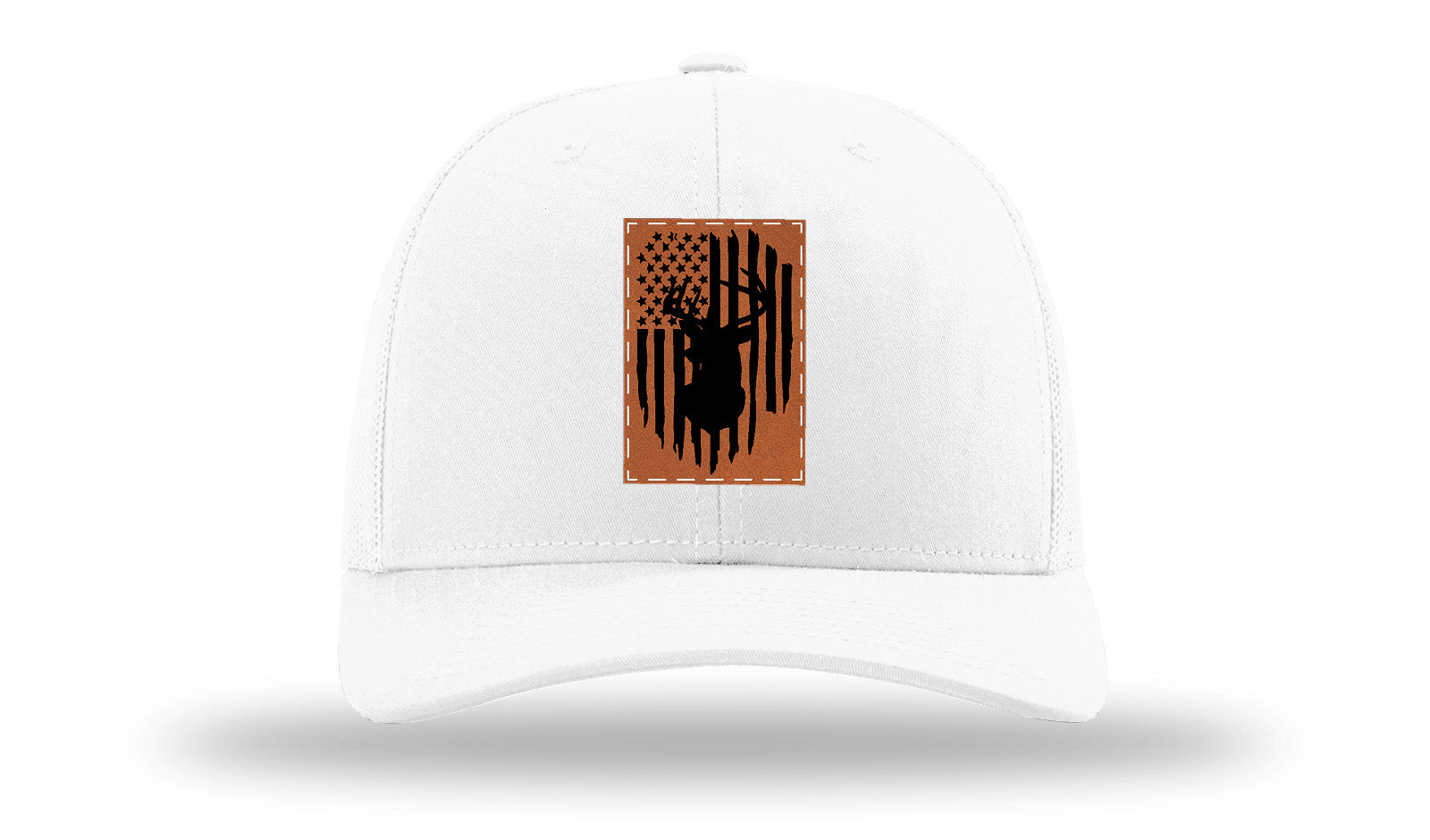 Buck Flag Leather Patch Richardson 112 Hat-White