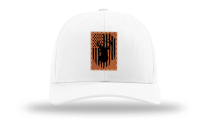 Buck Flag Leather Patch Richardson 112 Hat-White