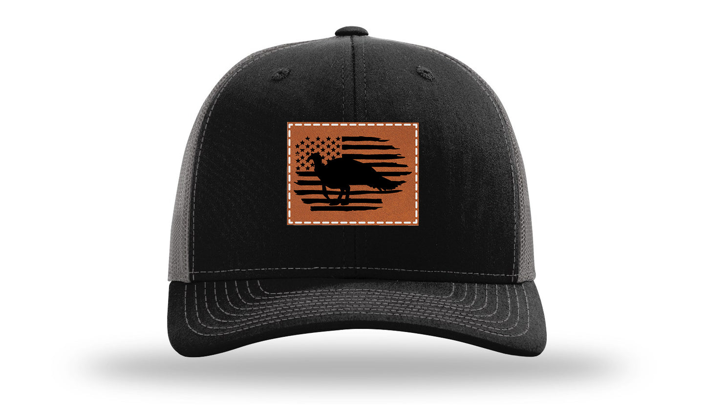 Turkey Flag Leather Patch Richardson 112 Hat-Black / Charcoal