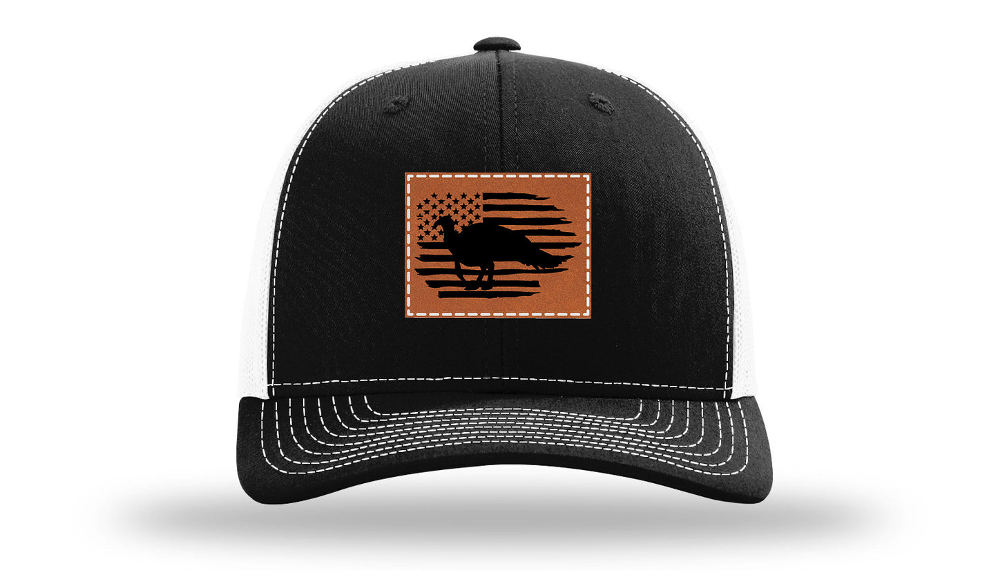 Turkey Flag Leather Patch Richardson 112 Hat-Black / White