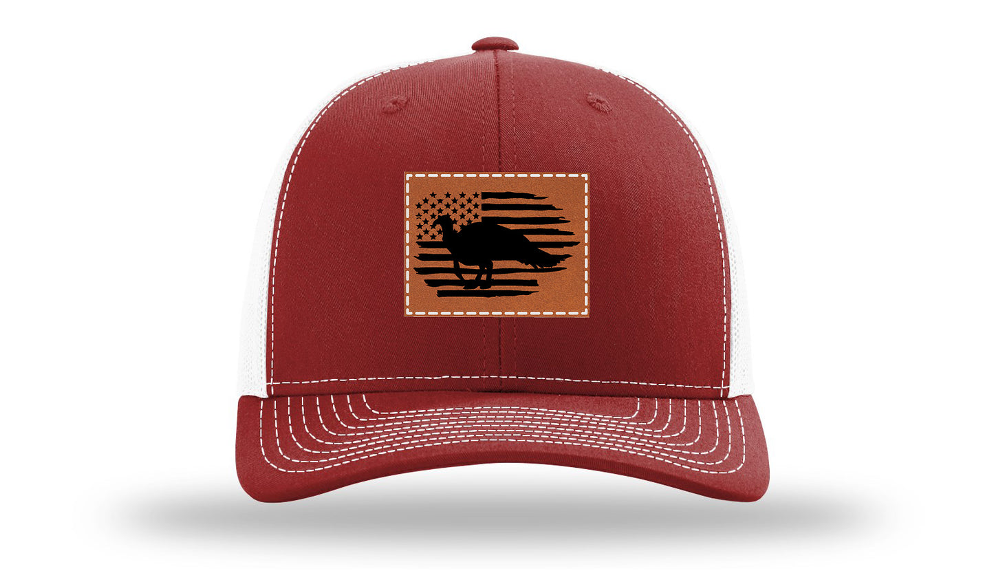 Turkey Flag Leather Patch Richardson 112 Hat-Cardinal / White