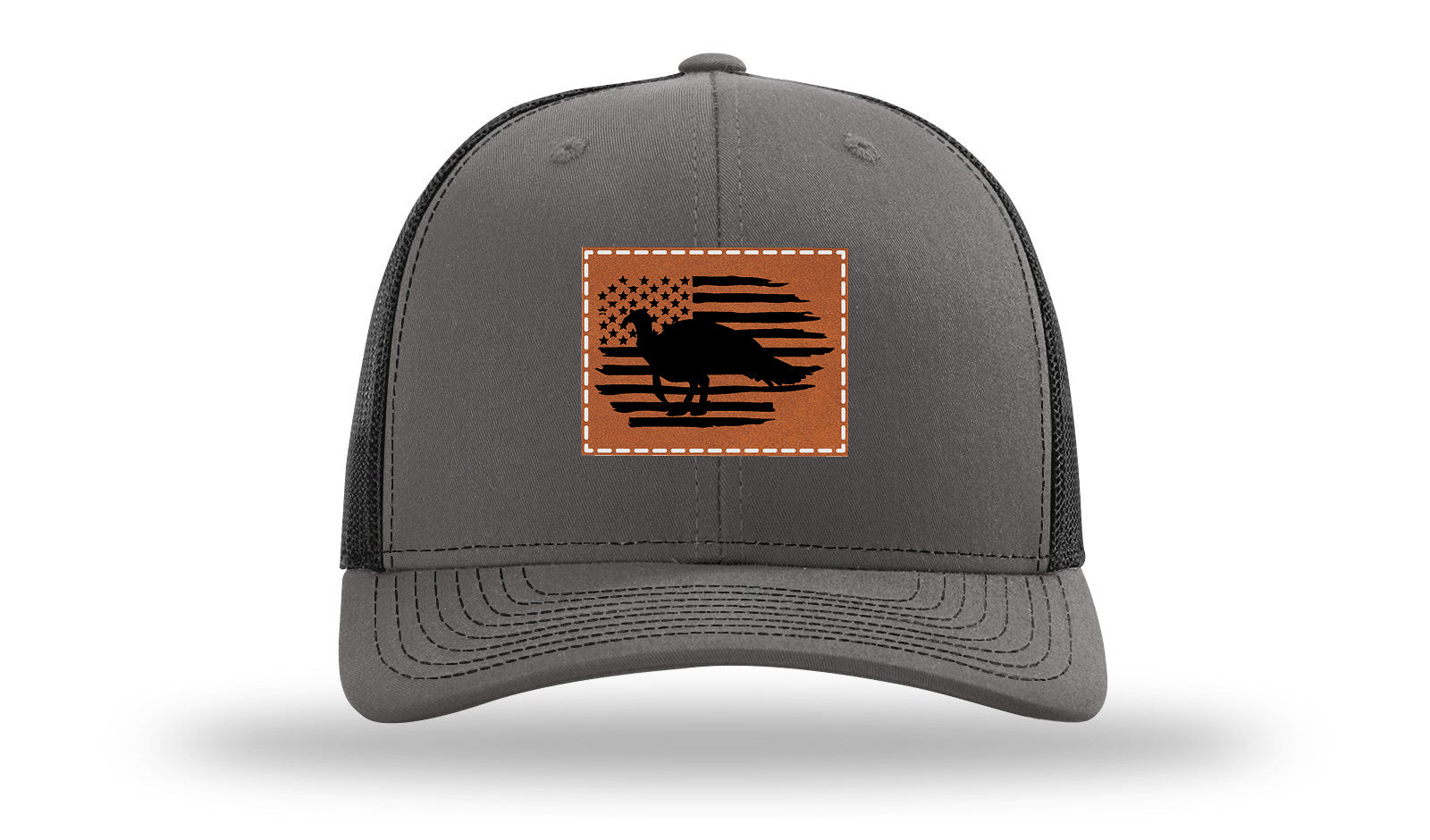 Turkey Flag Leather Patch Richardson 112 Hat-Charcoal / Black