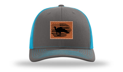 Turkey Flag Leather Patch Richardson 112 Hat-Charcoal / Neon Blue