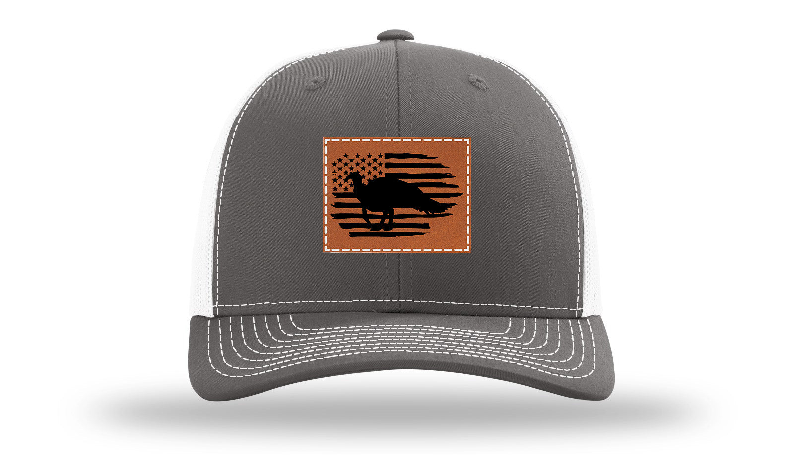 Turkey Flag Leather Patch Richardson 112 Hat-Charcoal / White