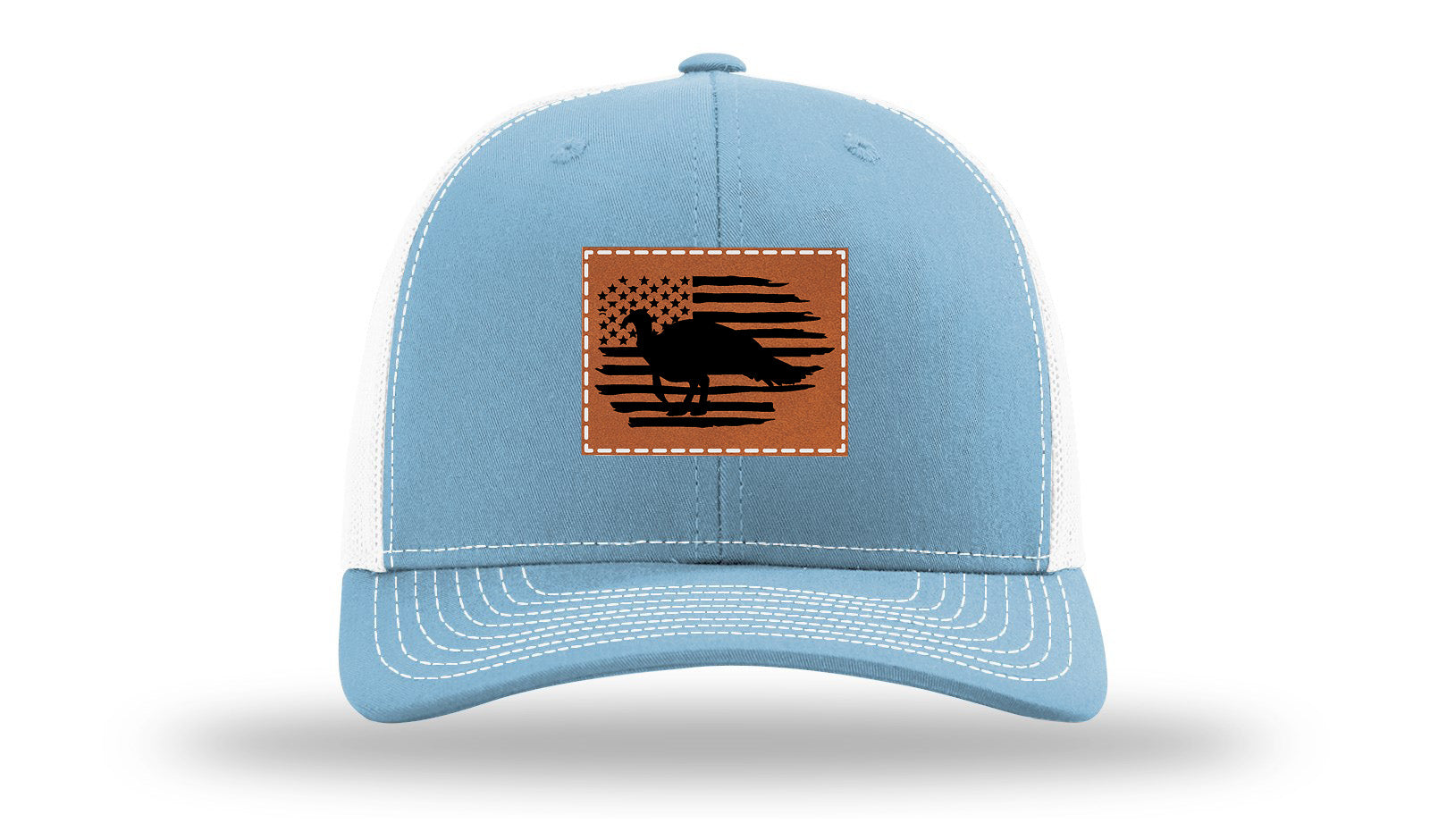 Turkey Flag Leather Patch Richardson 112 Hat-Columbia Blue / White