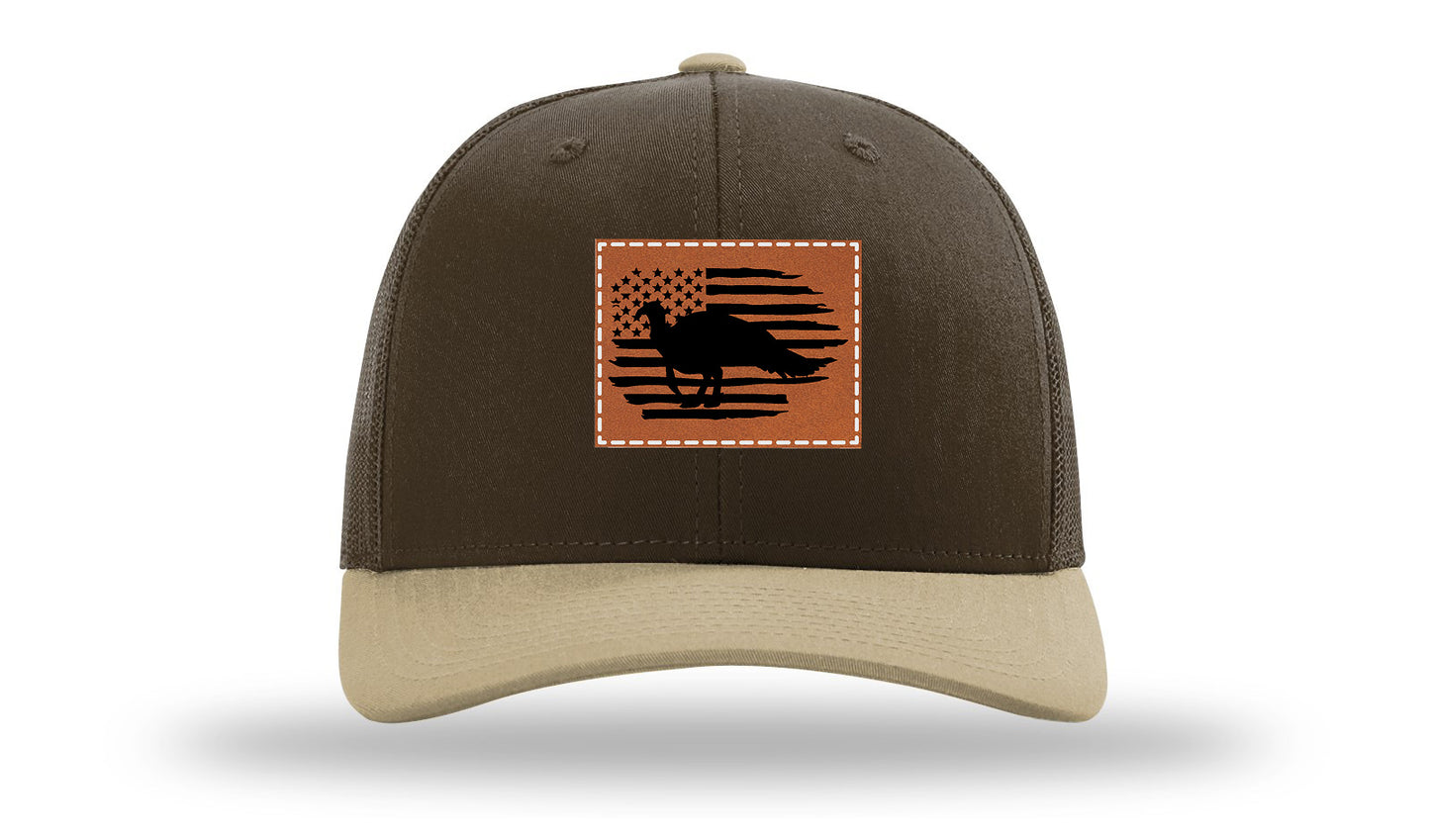 Turkey Flag Leather Patch Richardson 112 Hat-Brown / Khaki - CMB