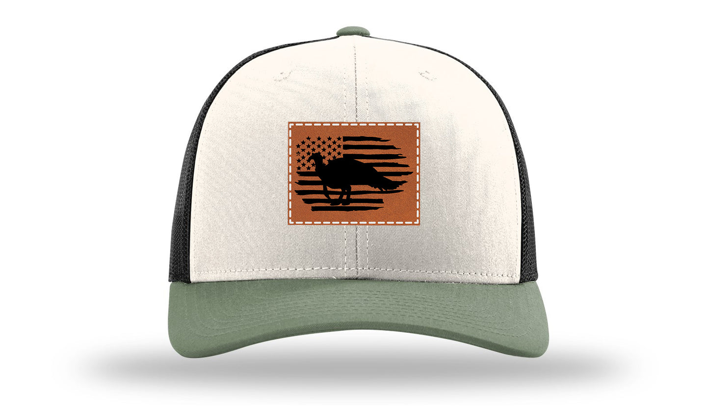 Turkey Flag Leather Patch Richardson 112 Hat-Cream / Black / Loden