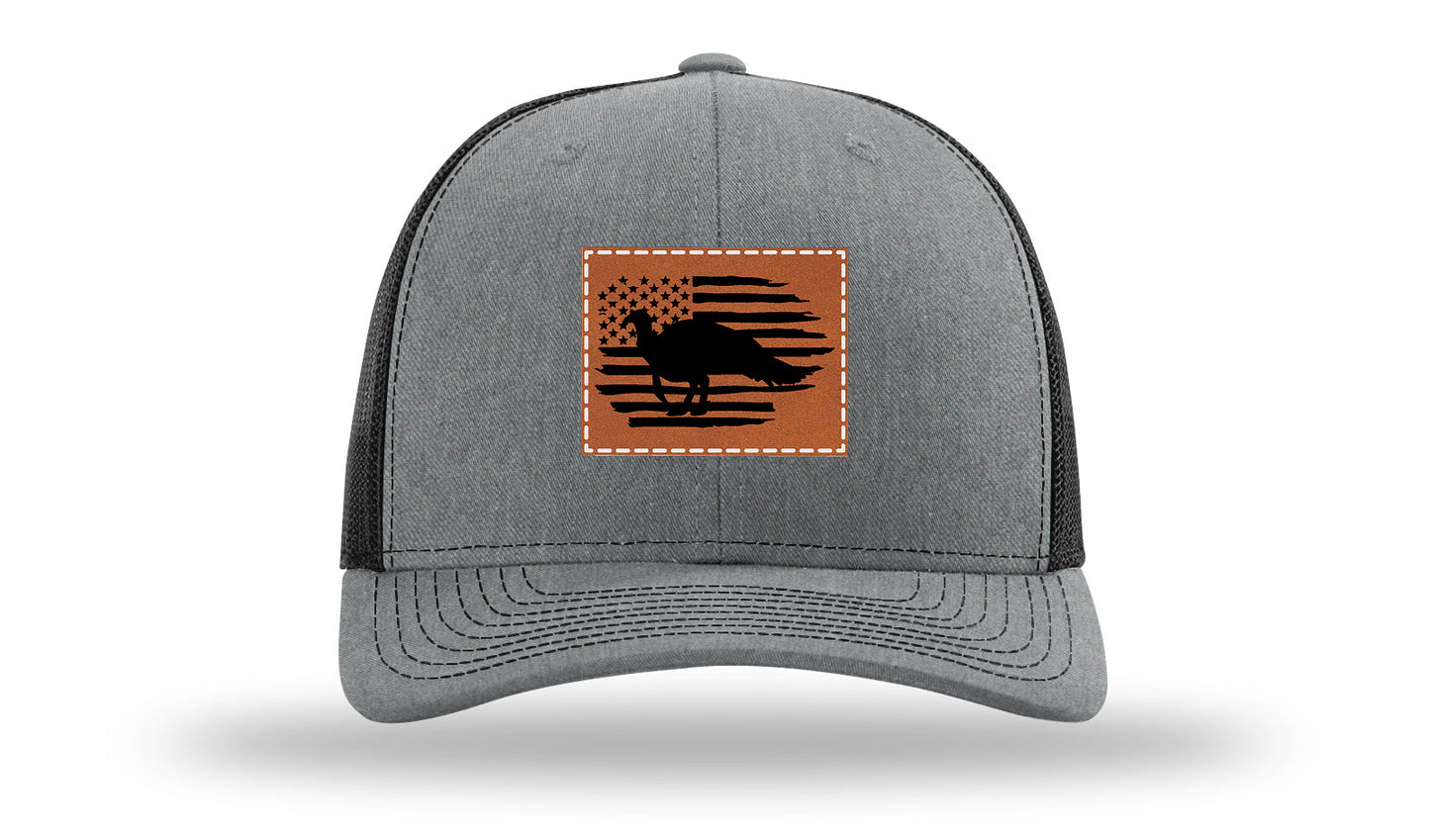 Turkey Flag Leather Patch Richardson 112 Hat-Heather Grey / Black