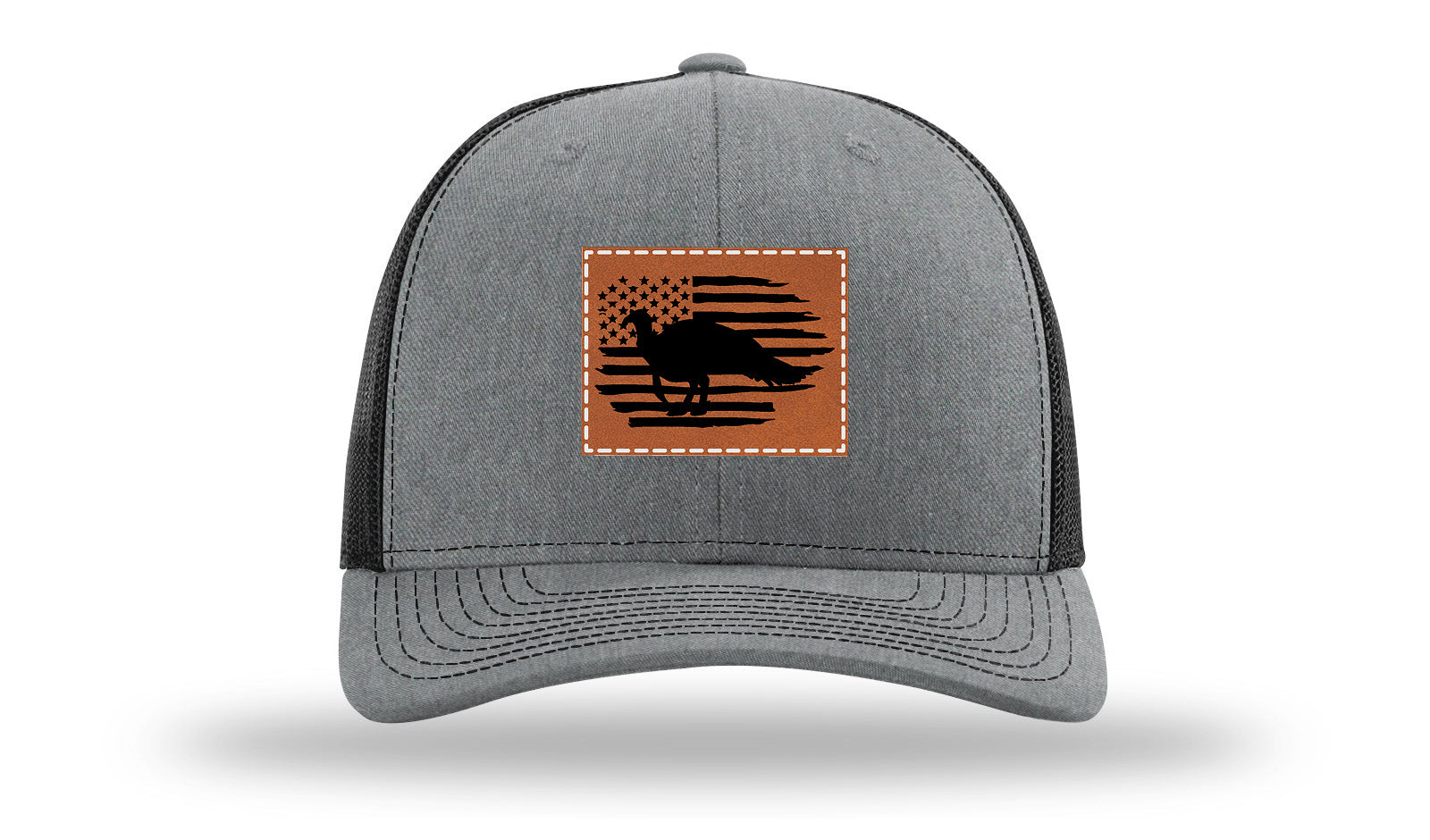 Turkey Flag Leather Patch Richardson 112 Hat-Heather Grey / Black