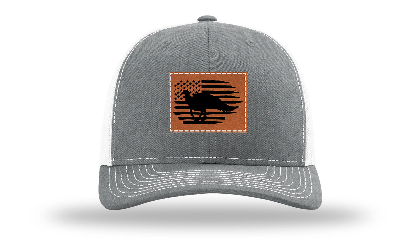 Turkey Flag Leather Patch Richardson 112 Hat-Heather Grey / White