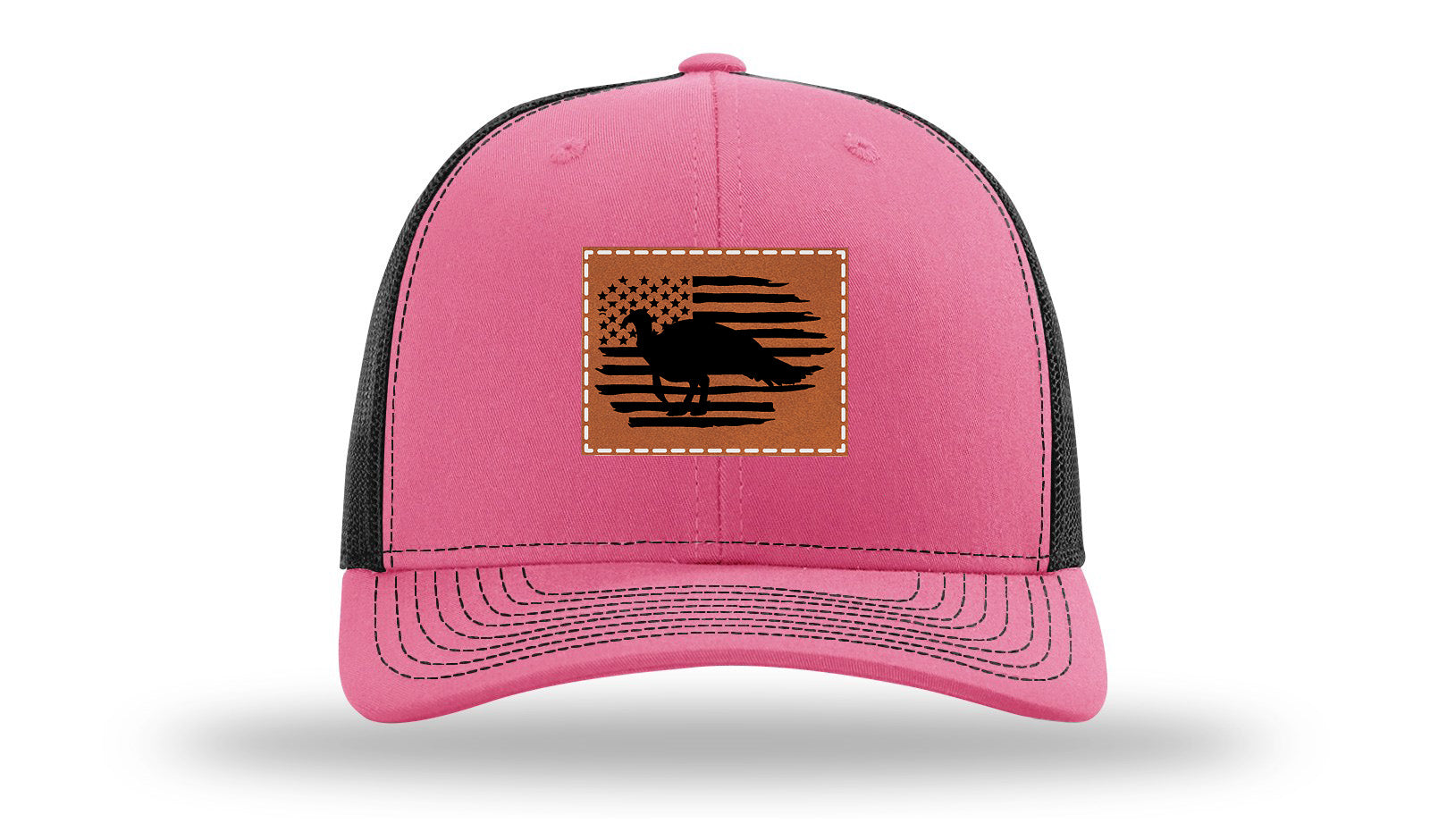 Turkey Flag Leather Patch Richardson 112 Hat-Hot Pink / Black
