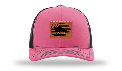 Turkey Flag Leather Patch Richardson 112 Hat-Hot Pink / Black