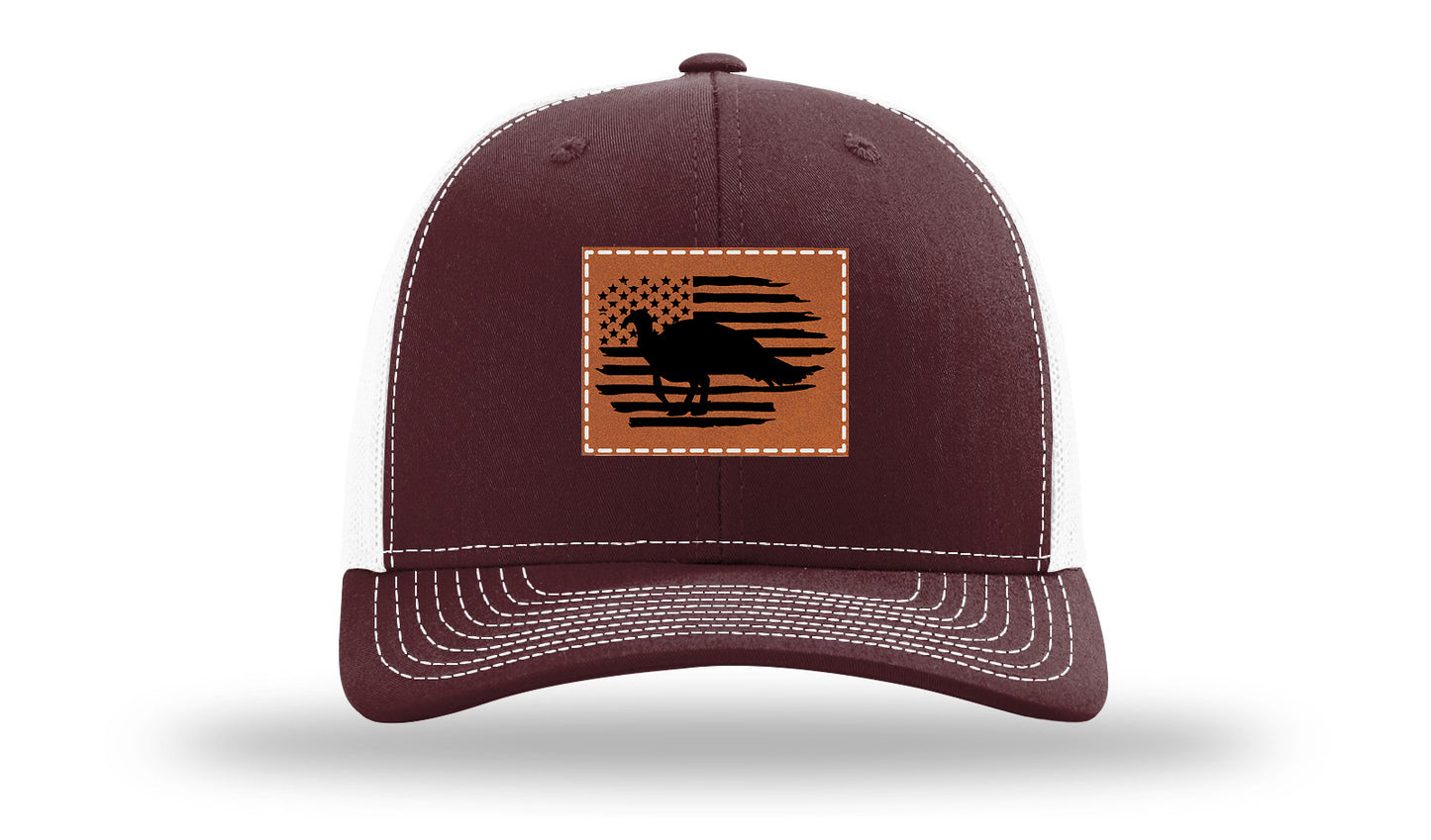 Turkey Flag Leather Patch Richardson 112 Hat-Maroon / White