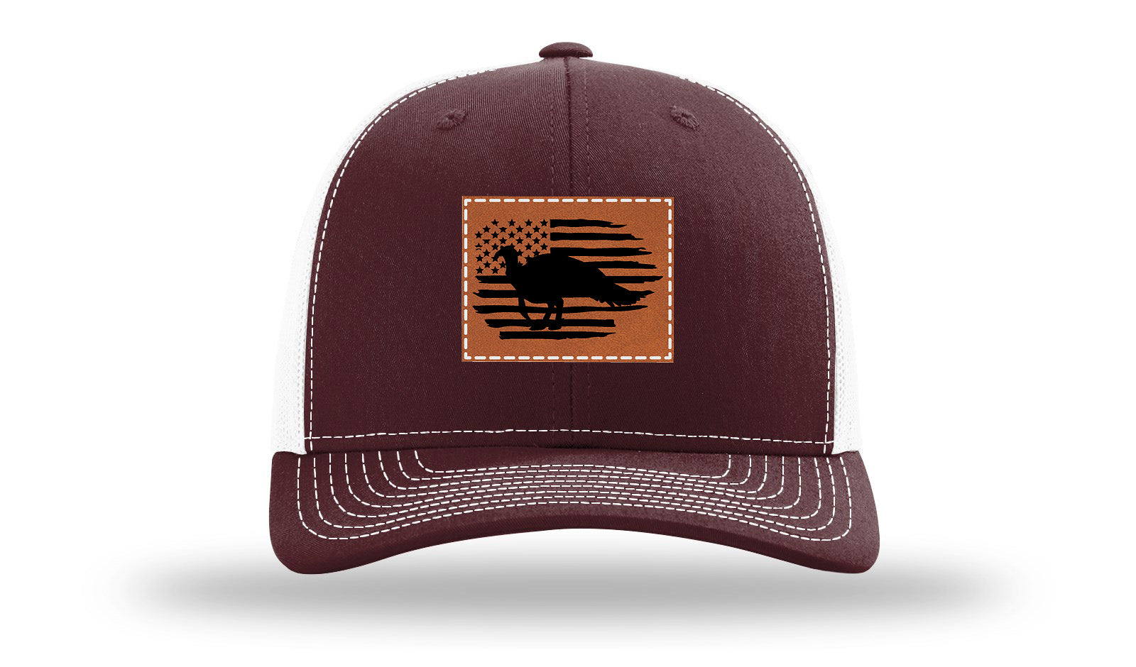 Turkey Flag Leather Patch Richardson 112 Hat-Maroon / White