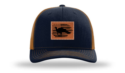 Turkey Flag Leather Patch Richardson 112 Hat-Navy / Caramel