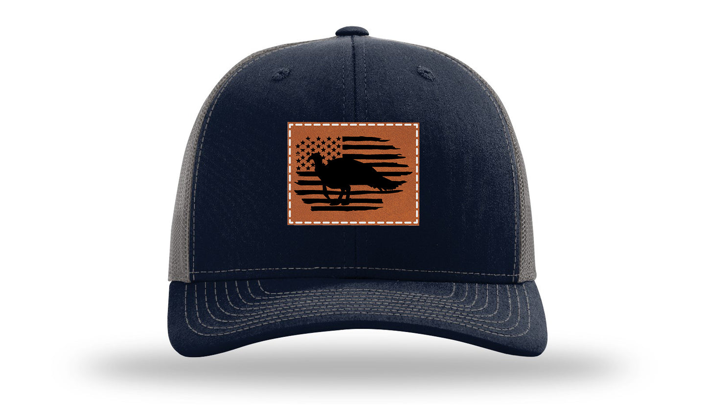 Turkey Flag Leather Patch Richardson 112 Hat-Navy / Charcoal