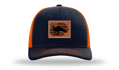 Turkey Flag Leather Patch Richardson 112 Hat-Navy / Orange