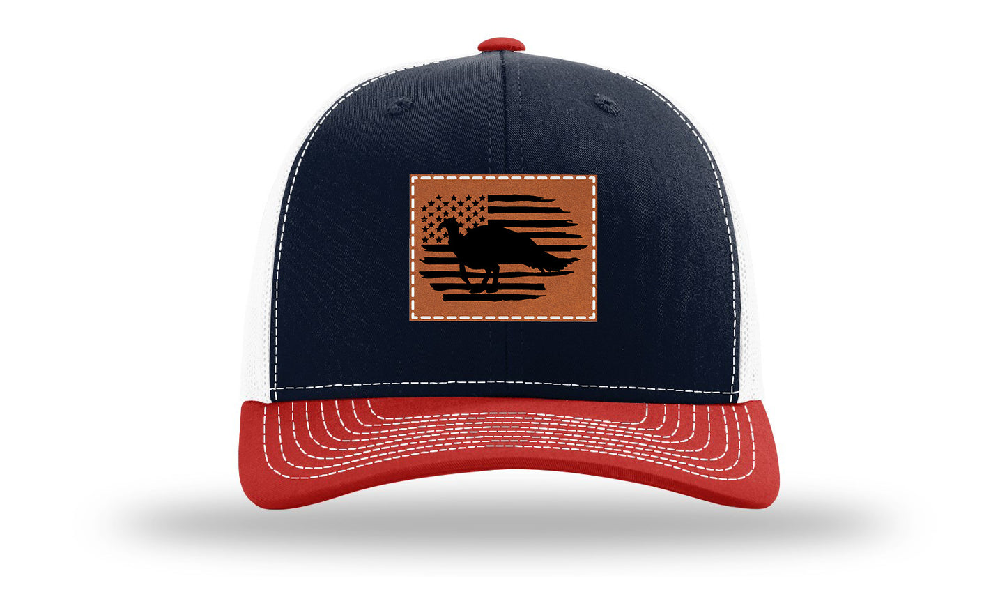 Turkey Flag Leather Patch Richardson 112 Hat-Navy / White / Red