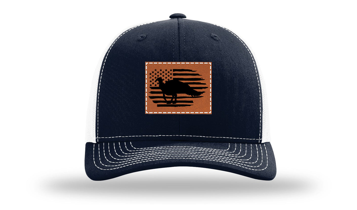 Turkey Flag Leather Patch Richardson 112 Hat-Navy / White