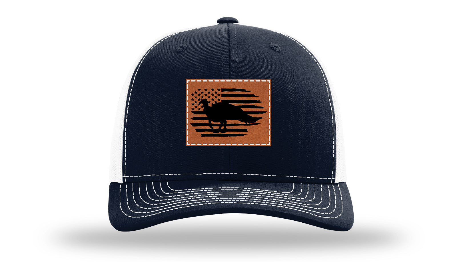 Turkey Flag Leather Patch Richardson 112 Hat-Navy / White