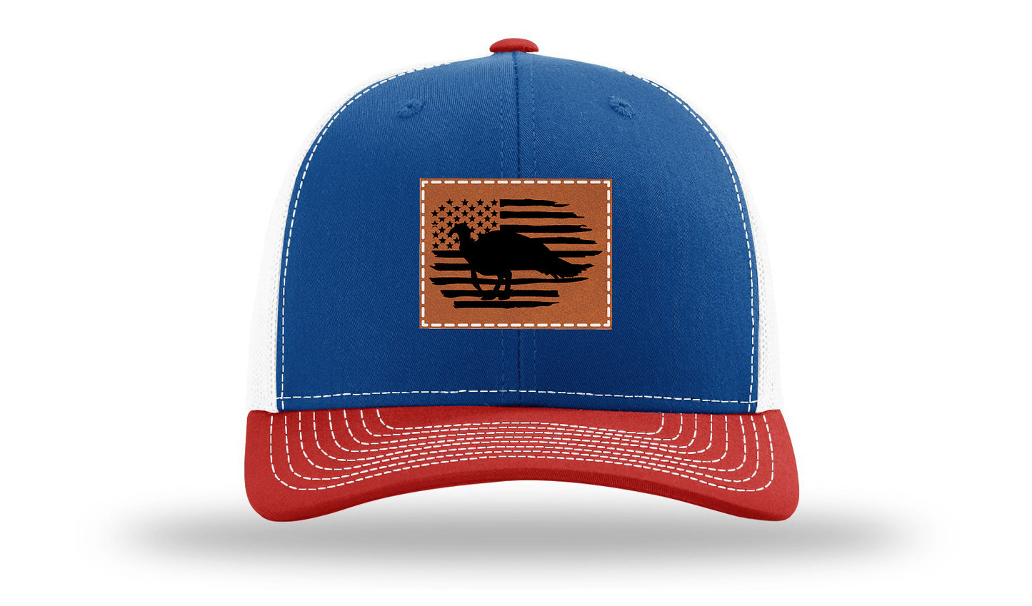 Turkey Flag Leather Patch Richardson 112 Hat-Royal / White / Red