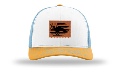 Turkey Flag Leather Patch Richardson 112 Hat-White / Columbia Blue / Yellow