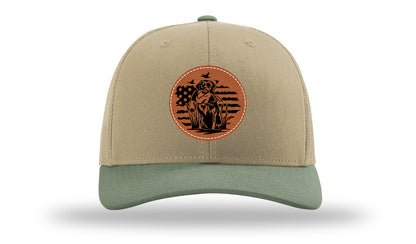Retriever With Duck Leather Patch Richardson 112 Hat-Khaki / Loden - CMB