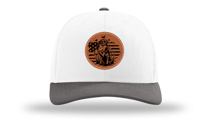 Retriever With Duck Leather Patch Richardson 112 Hat-White / Charcaol - CMB 