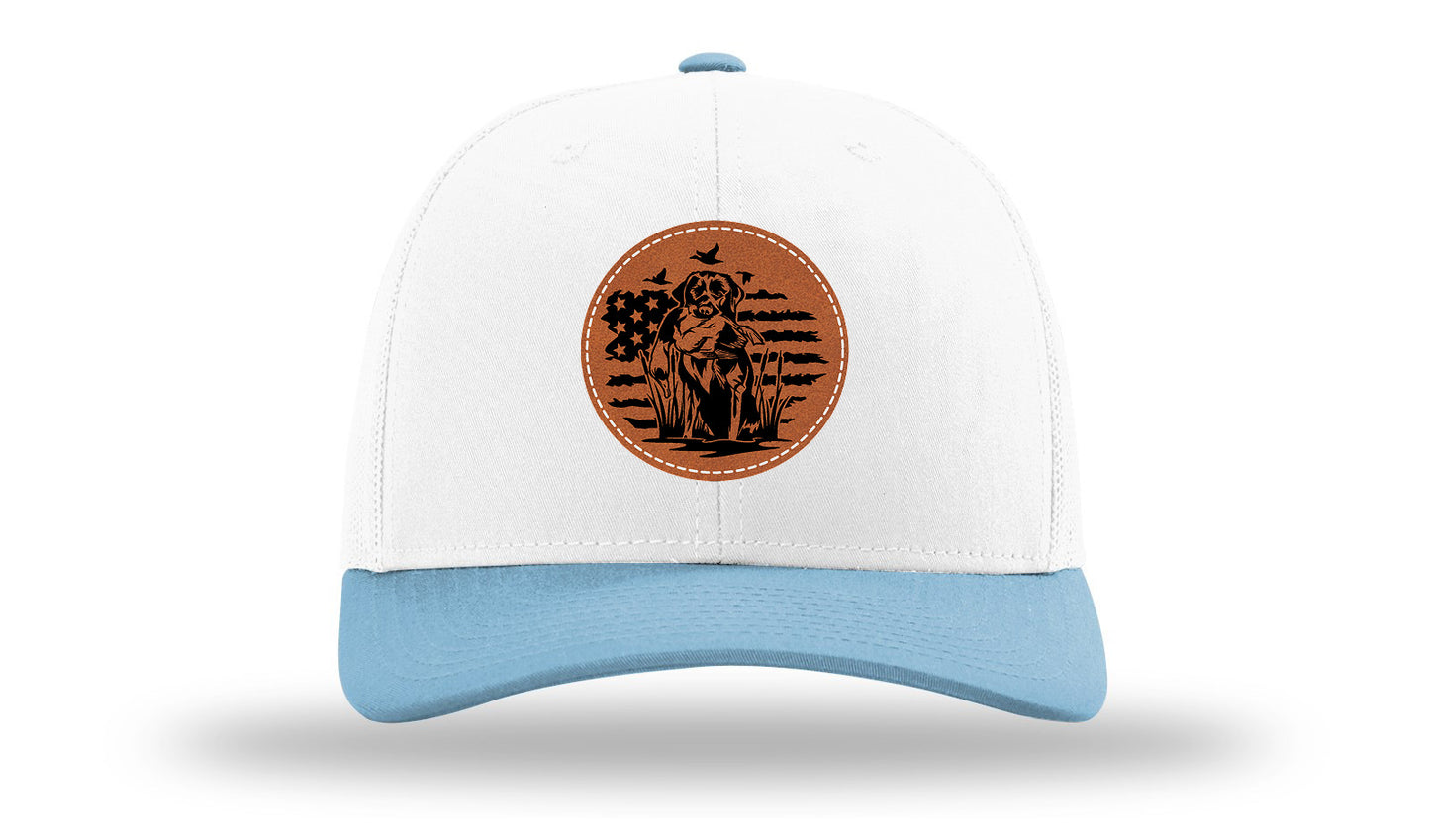 Retriever With Duck Leather Patch Richardson 112 Hat-White /Columbia Blue - CMB