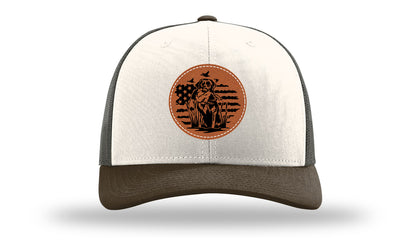 Retriever With Duck Leather Patch Richardson 112 Hat-Cream / Gray Brown / Brown