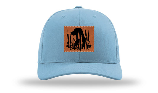 Retriever In Cattails Leather Patch Richardson 112 Hat-Columbia Blue
