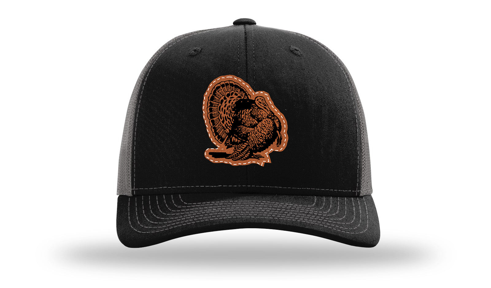 Turkey Strut Leather Patch Richardson 112 Hat-Black / Charcoal