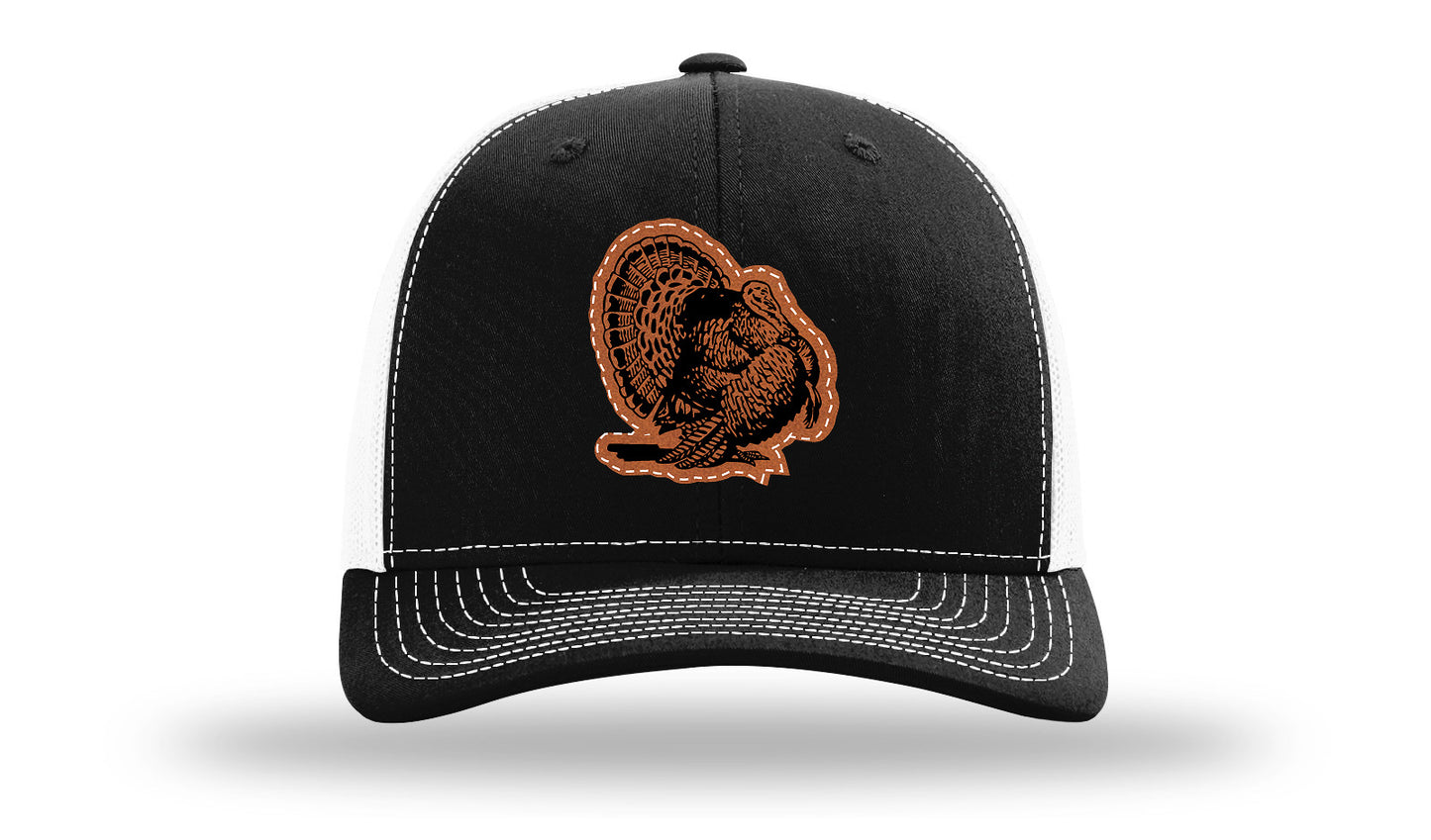 Turkey Strut Leather Patch Richardson 112 Hat-Black / White