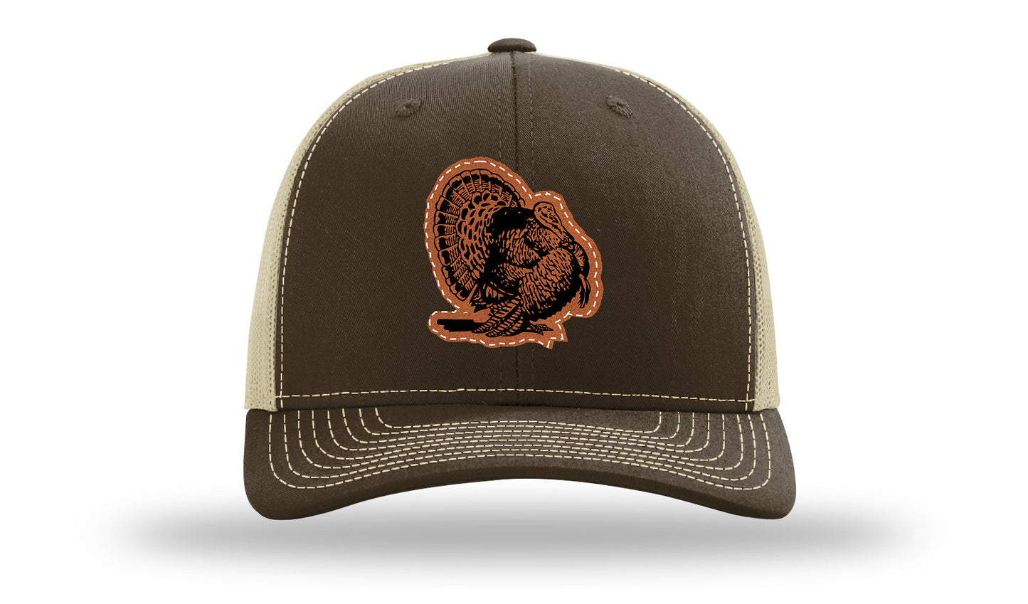 Turkey Strut Leather Patch Richardson 112 Hat-Brown / Khaki