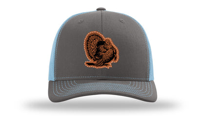 Turkey Strut Leather Patch Richardson 112 Hat-Charcoal / Columbia Blue