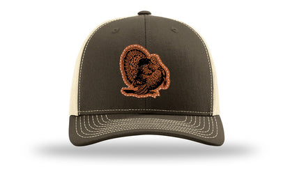 Turkey Strut Leather Patch Richardson 112 Hat-Chocolate Chip/  Birch