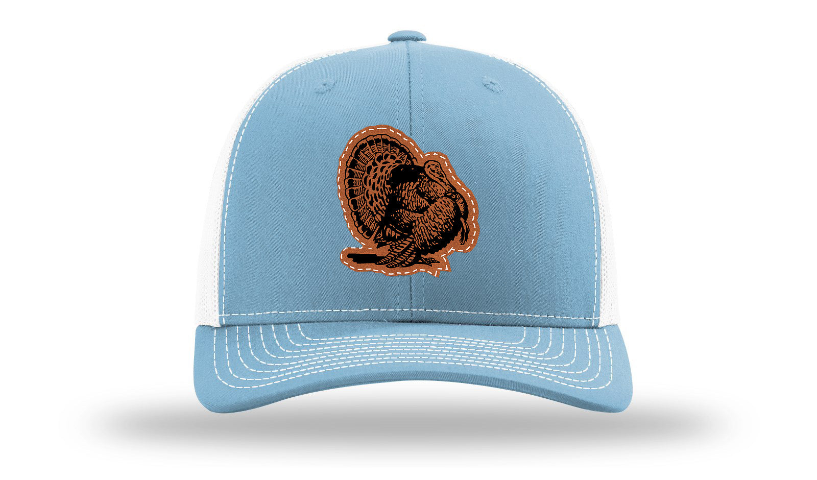Turkey Strut Leather Patch Richardson 112 Hat-Columbia Blue / White