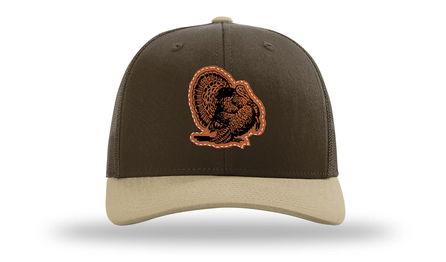 Turkey Strut Leather Patch Richardson 112 Hat-Brown / Khaki - CMB